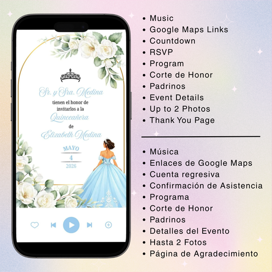 All-In-One Quinceañera Invitation Website + RSVP