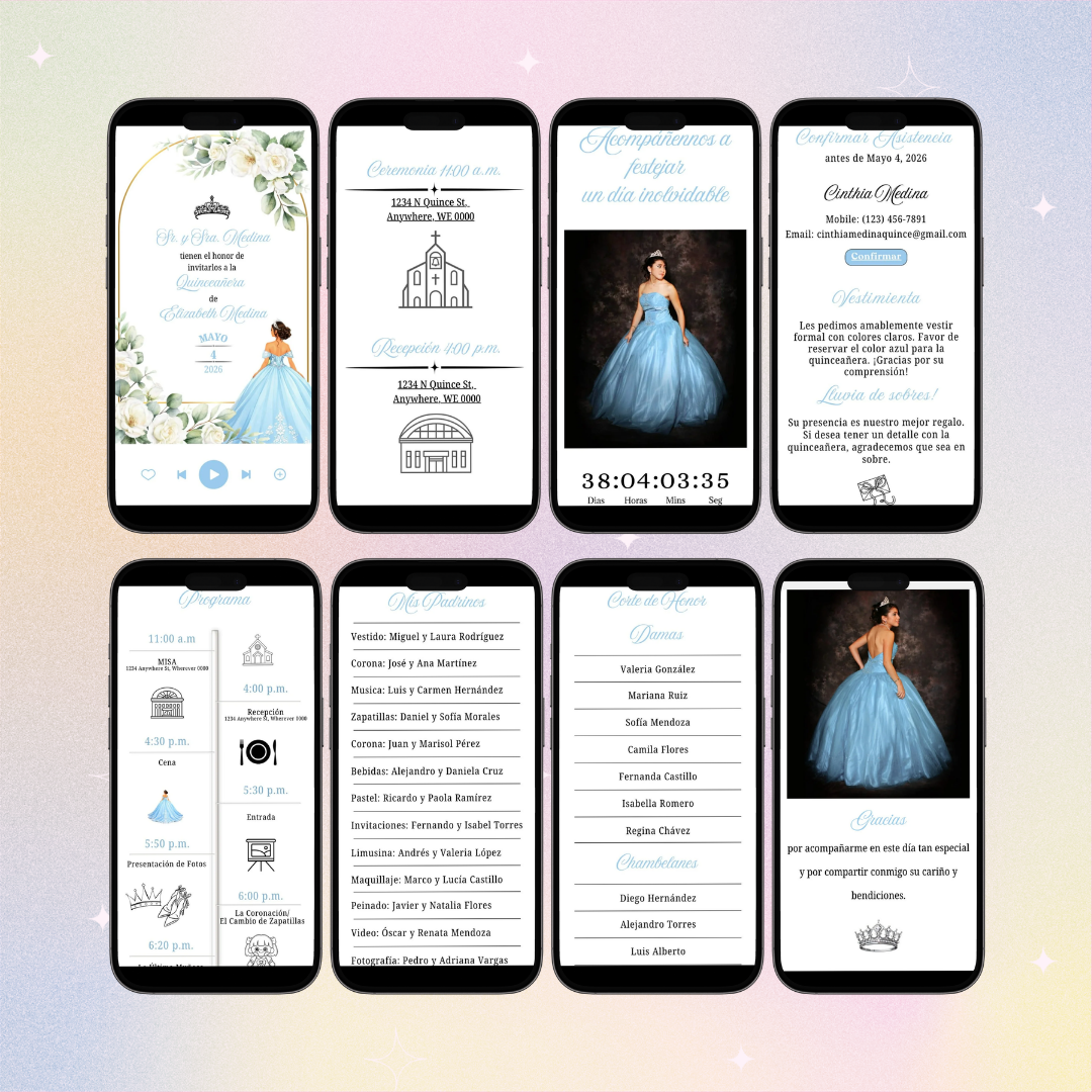 Sitio web todo en uno para invitaciones de quinceañera + confirmación de asistencia