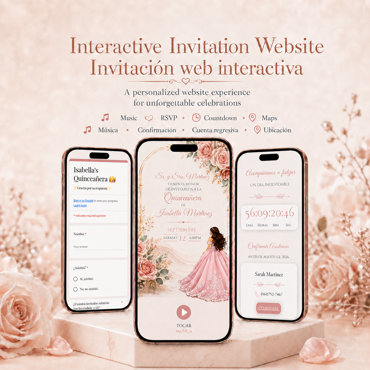 Rosa Encanto Interactive Invitation Website
