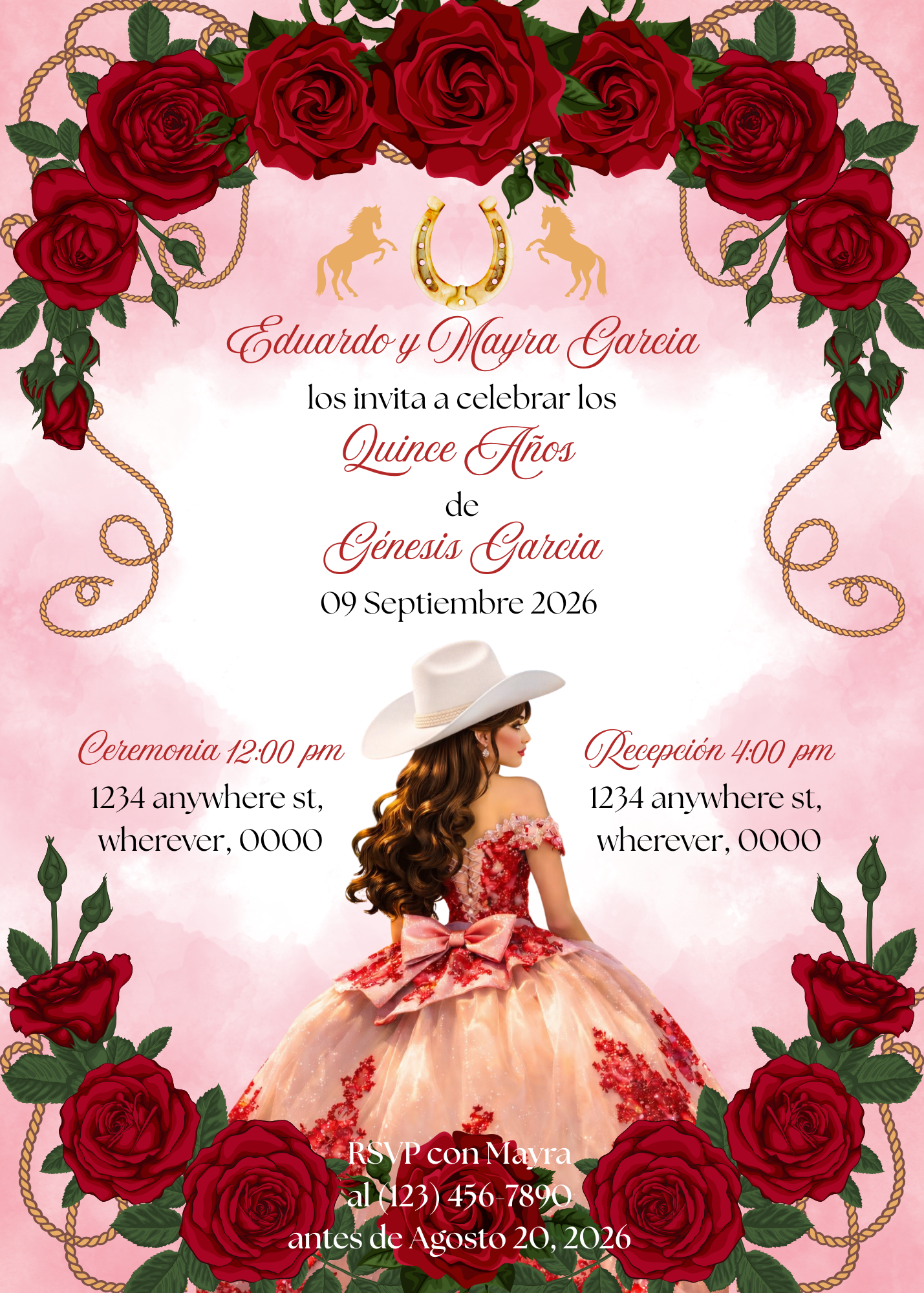 Elegante invitación floral para quinceañera | Marco dorado con rosas blancas | Invitación impresa y digital | Invitación personalizada de XV Años con sobres (Copia) (Copia) (Copia) (Copia) (Copia) (Copia) (Copia) (Copia) (Copia) (Copia)